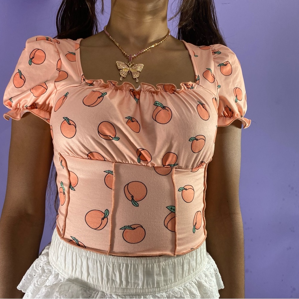 Peach Print Crop Top
